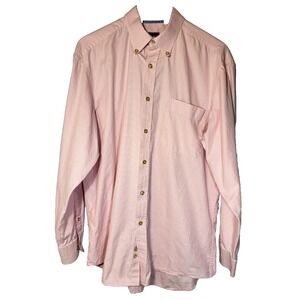 T. Harris London Pink White Herringbone Button‎ Down Shirt Pocket Size Large